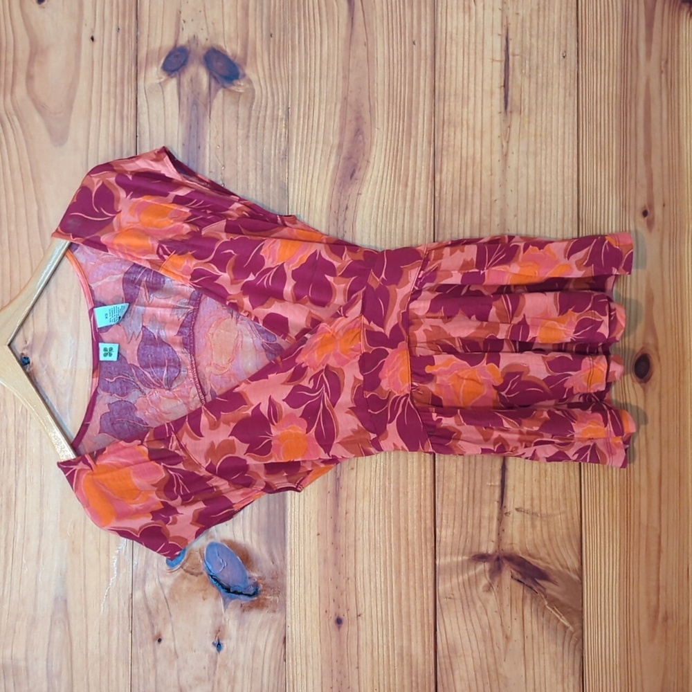 Anthropologie Clover Faux Wrap Floral  Tencel Top SZ XS